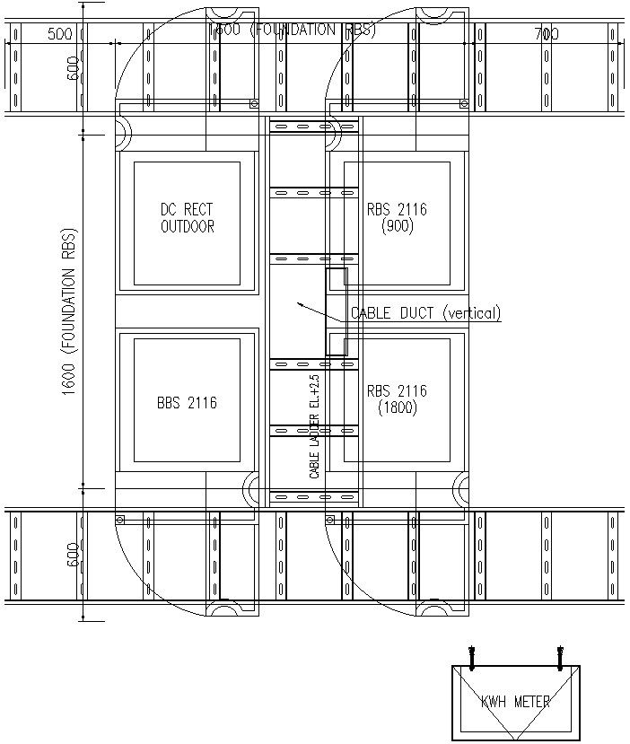 Vertical cable duct details in AutoCAD, dwg file.