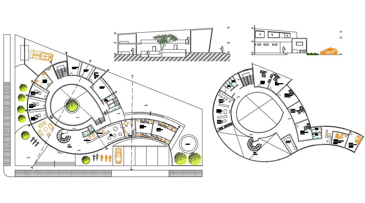 Explore Veterinary Center DWG floor Plan and Sections Layout