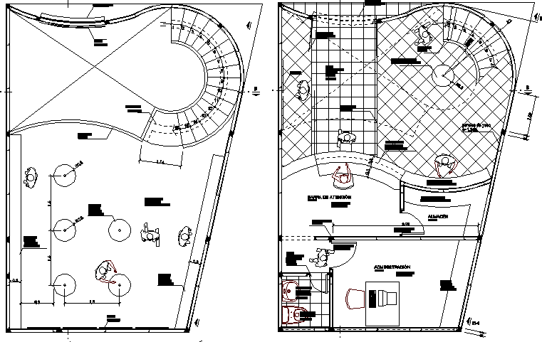 Video club architecture layout plan details dwg file