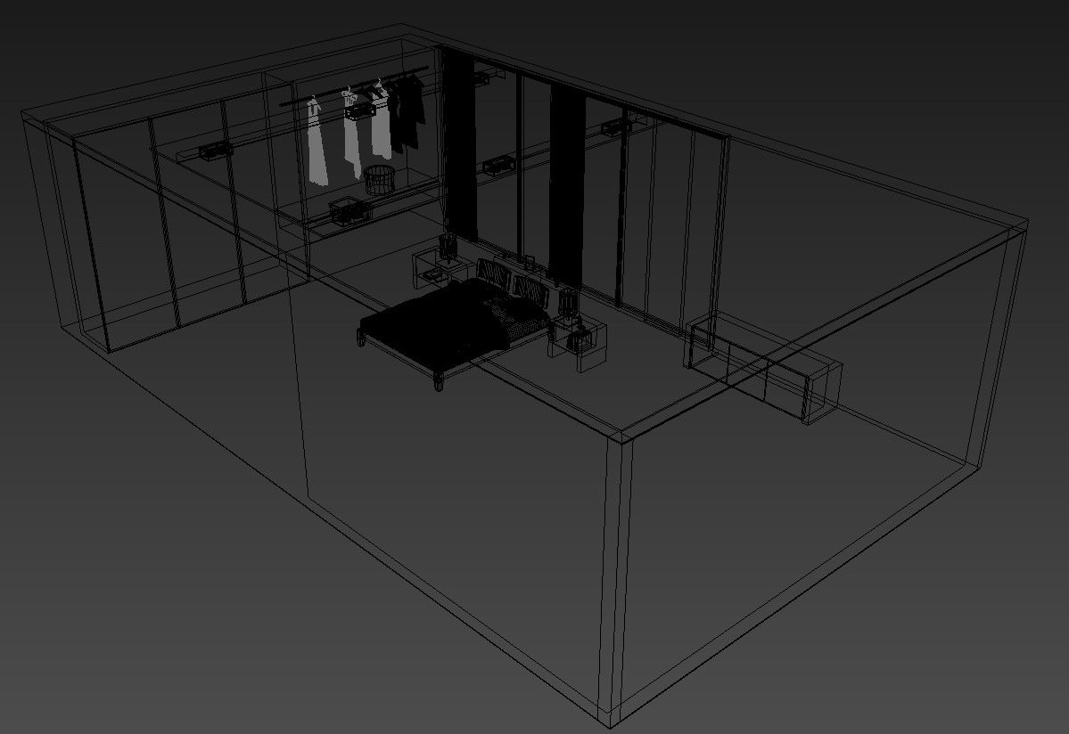 View Of Bedroom Interior In 3D MAX File Free Download