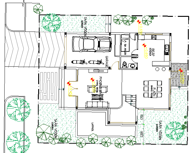 Villa Architecture Design and Layout Plan dwg file