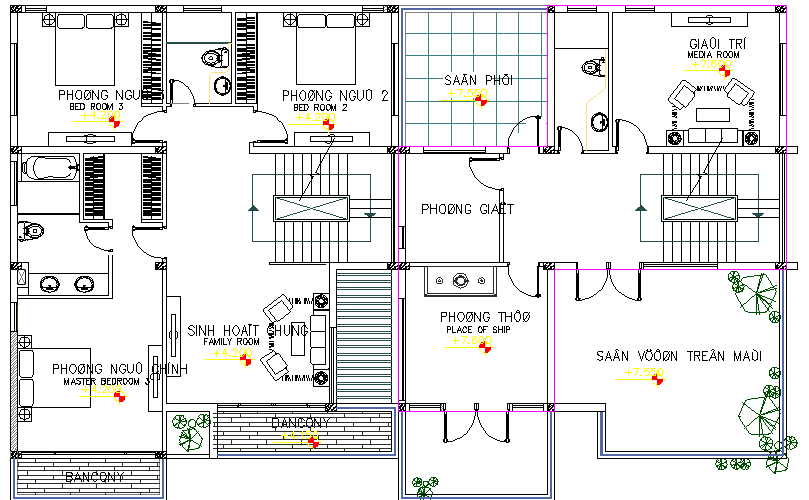 Villa Architecture Design and Layout dwg file
