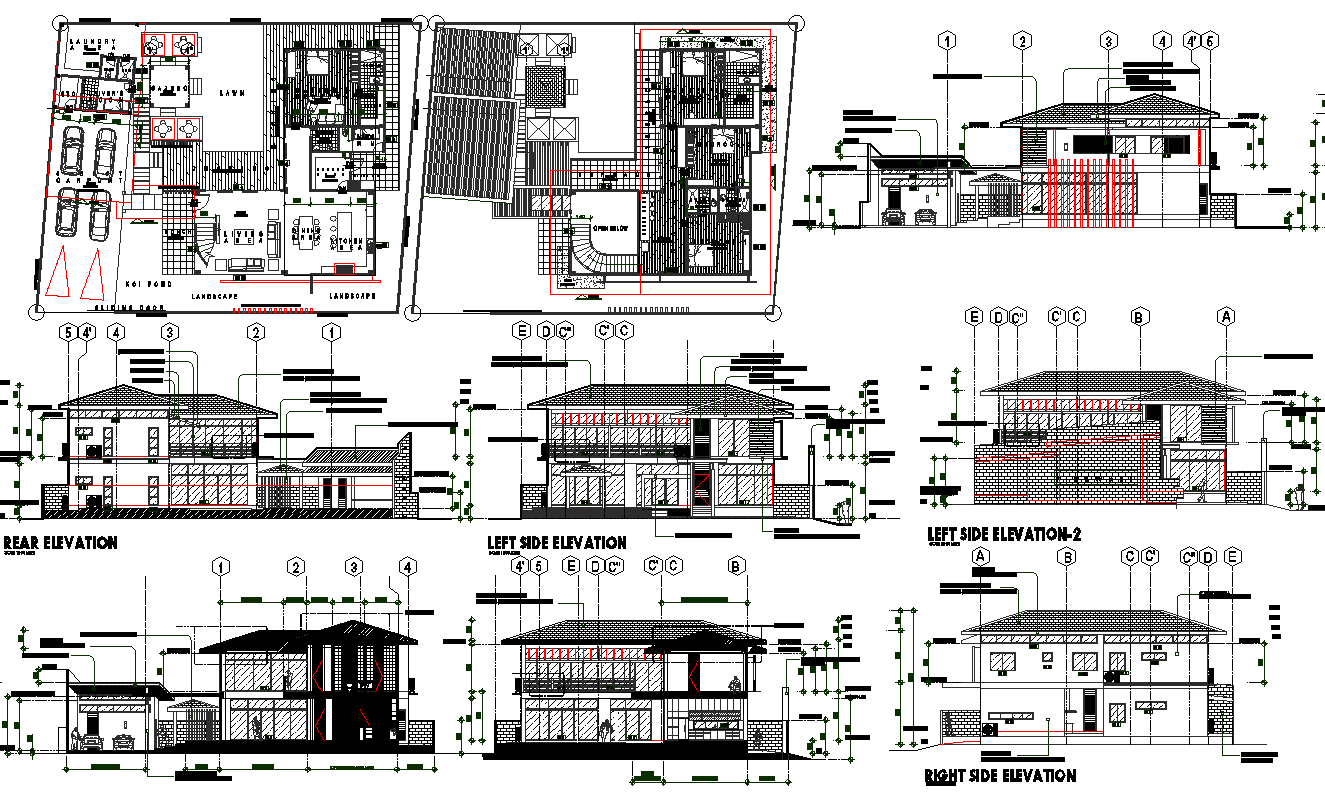 Villa Architecture Project Detail dwg file