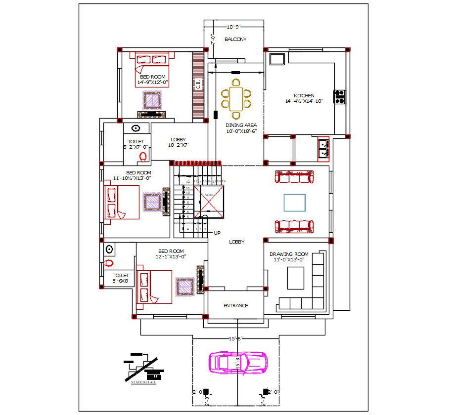 Villa House Gounod Floor Plan AutoCAD File