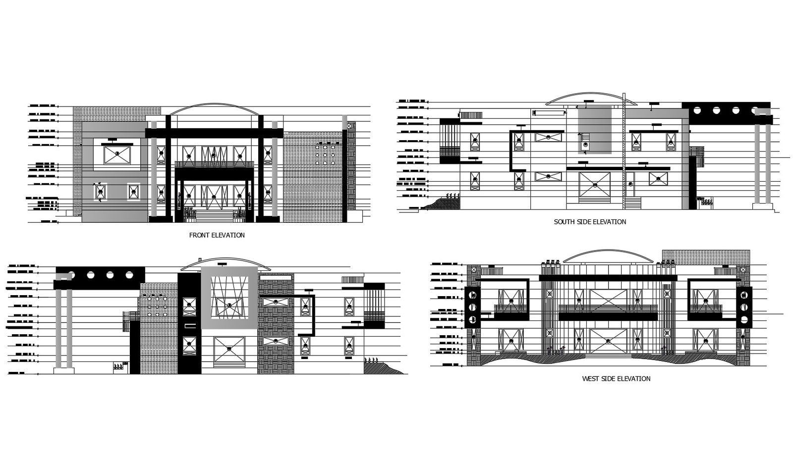 Villa design with different elevation in AutoCAD 