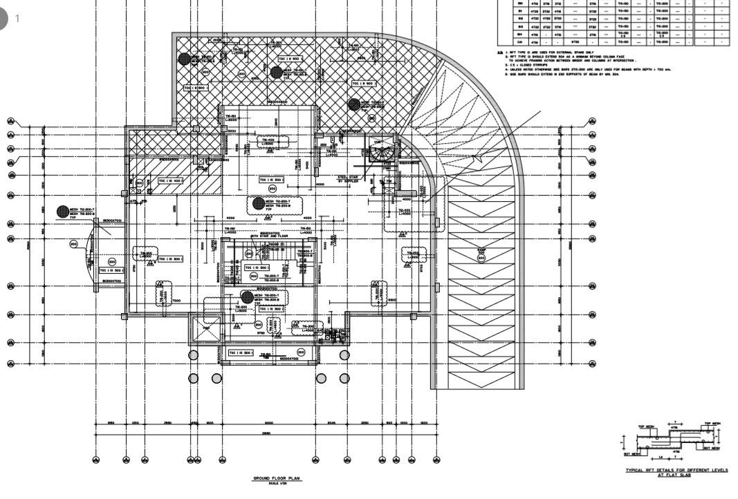 Villa ground floor plan detail.