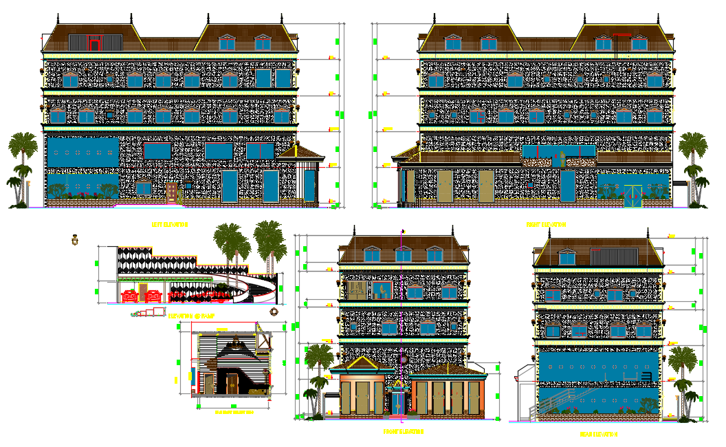 Villa house plan dwg file