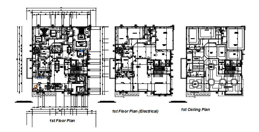 Villa plan with detail dimension in dwg file