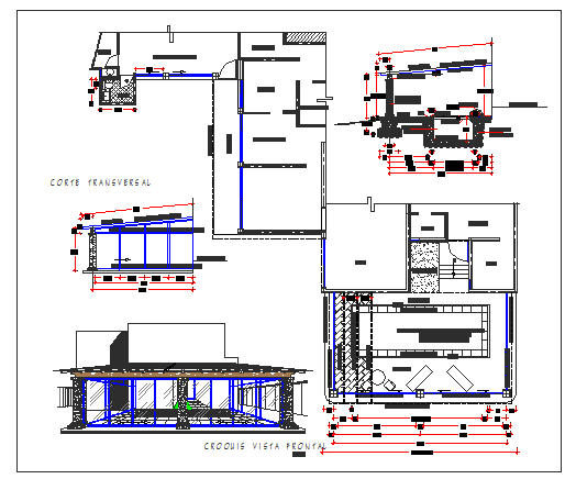 Villa project with garden and center swimming pool dwg file