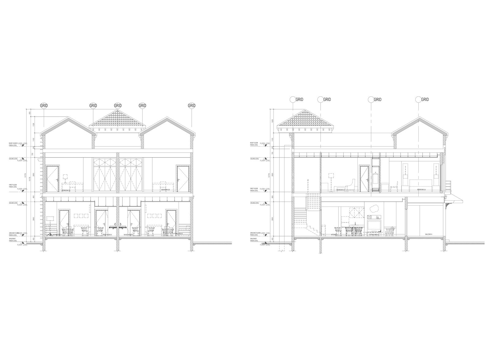 Villa  Front And Rear Elevation Detail DWG AutoCAD file