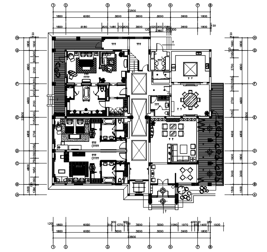 Villa Interior Design Layout Plan AutoCAD Drawing Download DWG File
