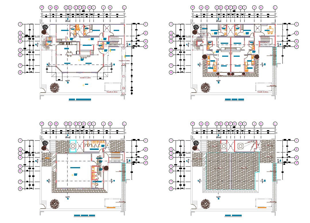 Villa Plan With Center Line CAD Drawing AutoCAD File