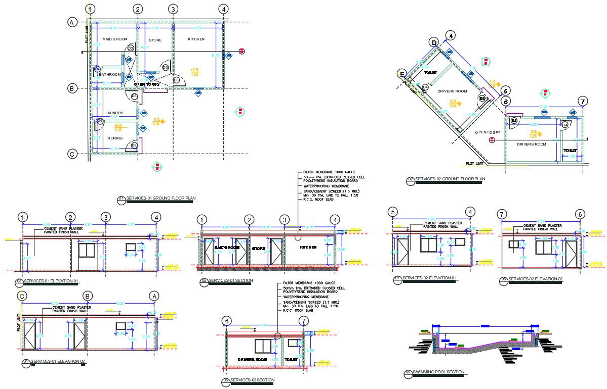Villa Servent Room Drawing DWG File