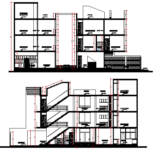 Village Style Housing Project Elevation Details dwg file