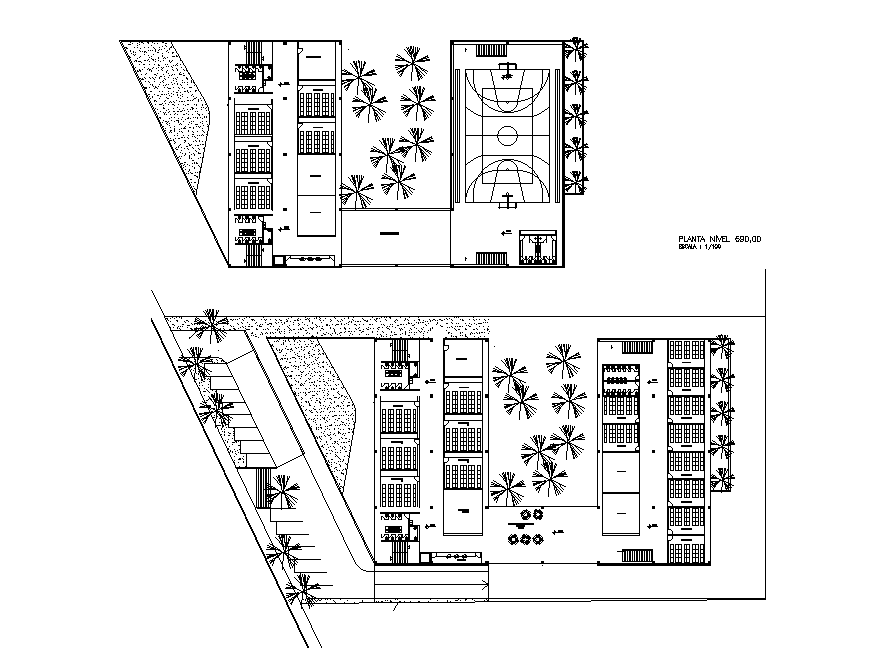 Villa plans are given in this Autocad 2D drawing file. Download now.