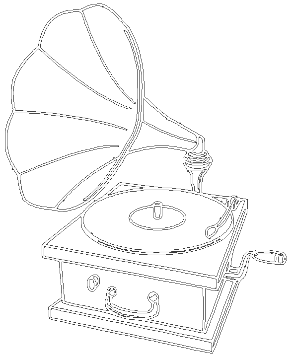 Vintage gramophone with vinyl recording on disc vector illustration DWG AutoCAD file