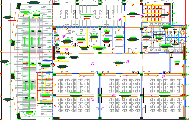 Virtual library architecture layout structure details dwg file