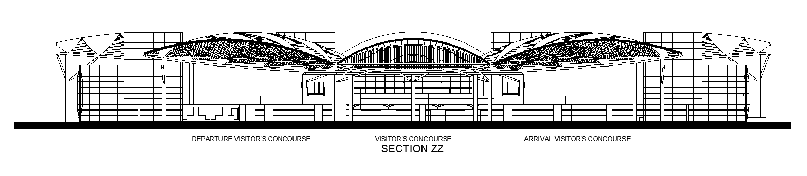 Visitor's concourse section cad drawing is given in this cad file. Download this 2d cad file now.
