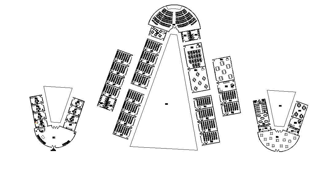 V shape college plan is given in this Autocad drawing file. Download now.