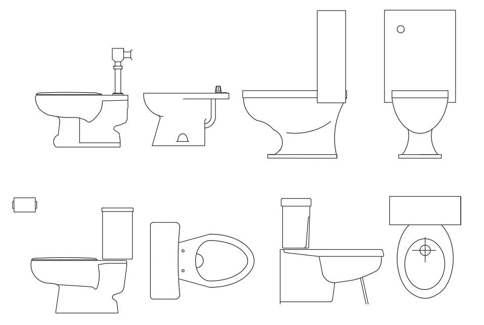 WC Toilet CAD Blocks Free Sanitary Ware Drawing