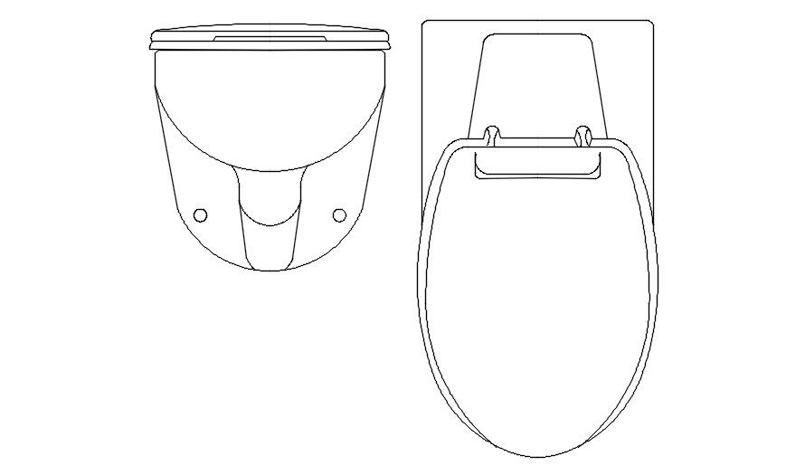 WC cad block plan and elevation in AutoCAD, dwg file.