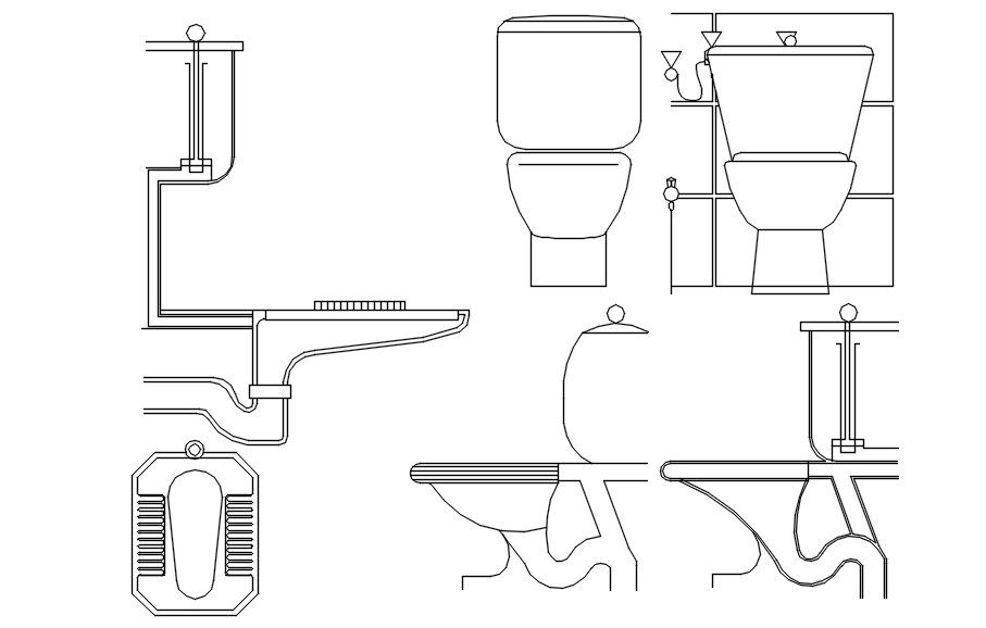 WC elevation cad blocks in AutoCAD, dwg file.
