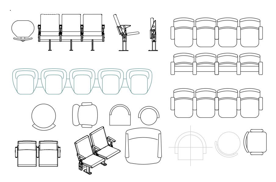 Waiting Area DWG File Layout plan with Chair CAD Drawing Design