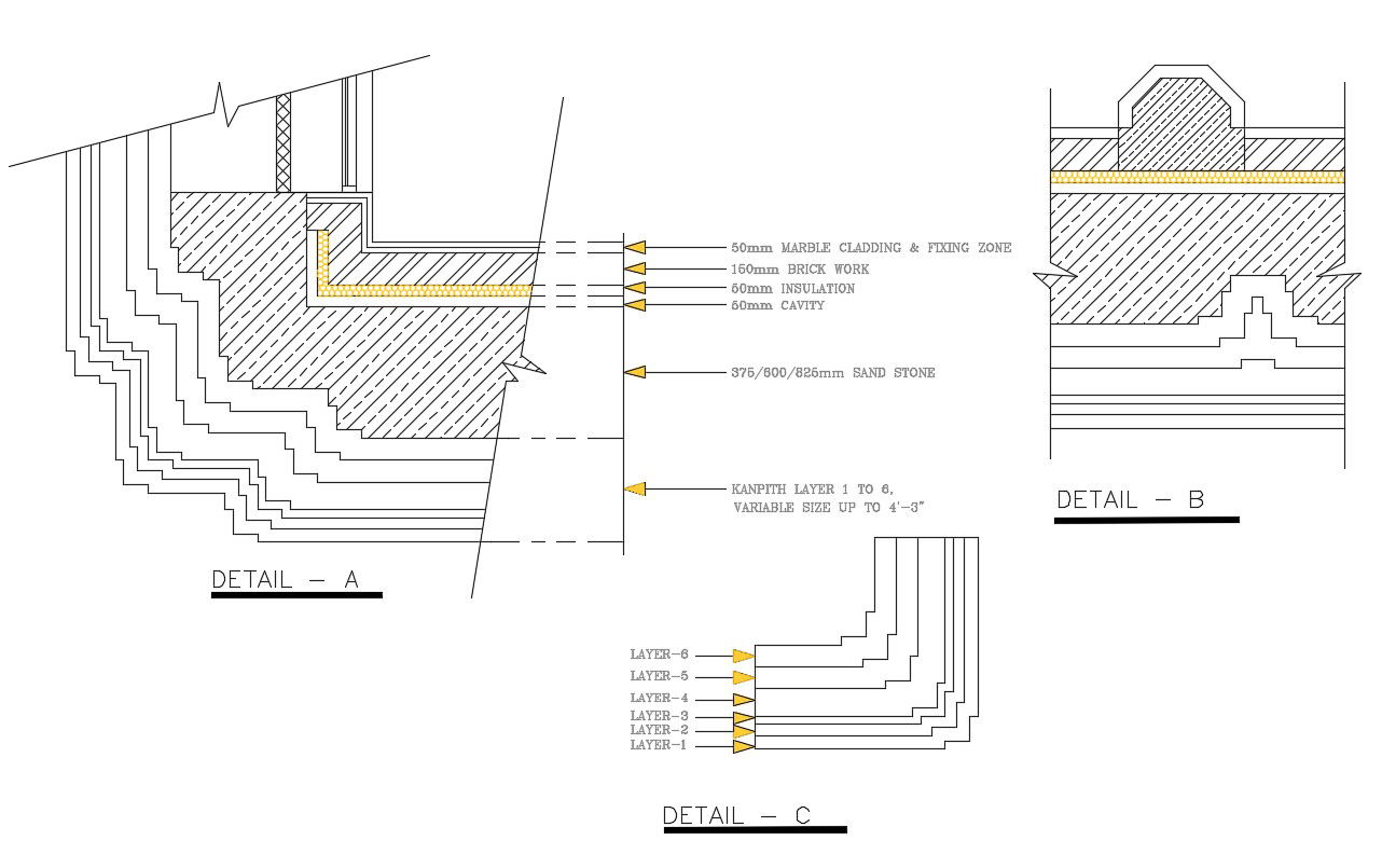 Wall Corner Construction Drawing DWG File