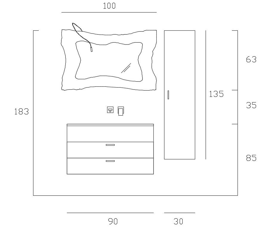 Wall Hung Cabinet With Counter Top Wash Basin And Mirror