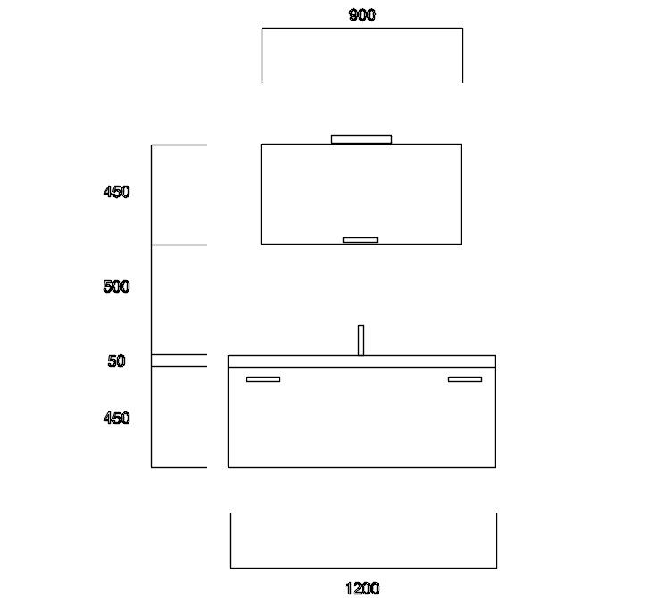 Wall Hung Wash Basin CAD Drawing DWG