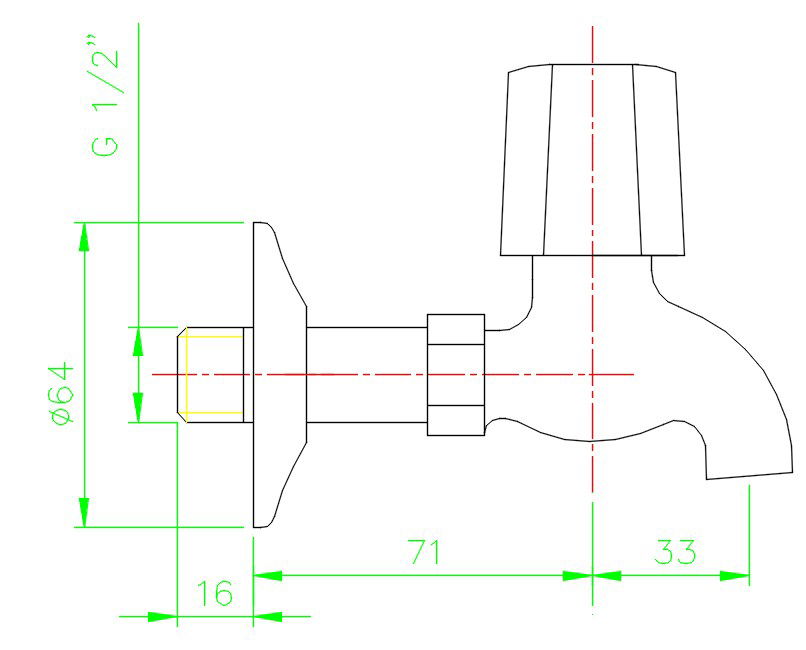 Wall-Mounted Water Tap CAD Blocks for Bathroom Fixtures Design Project