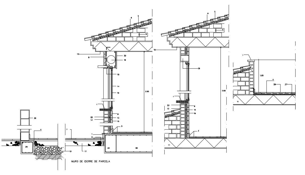 Wall Section With Roof Detail Dwg File