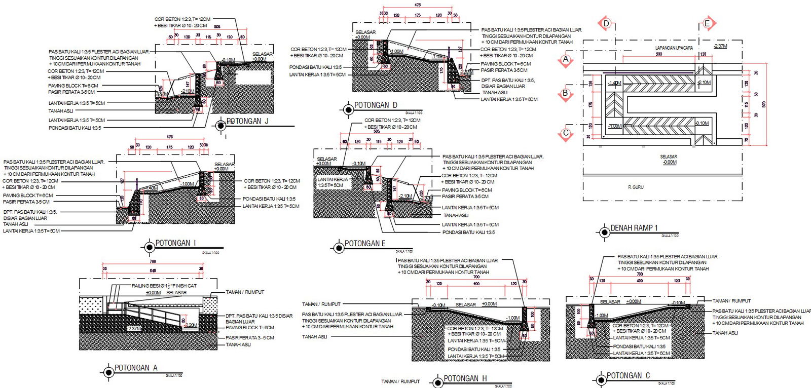 Wall With Column Sectional Elevation Design CAD File