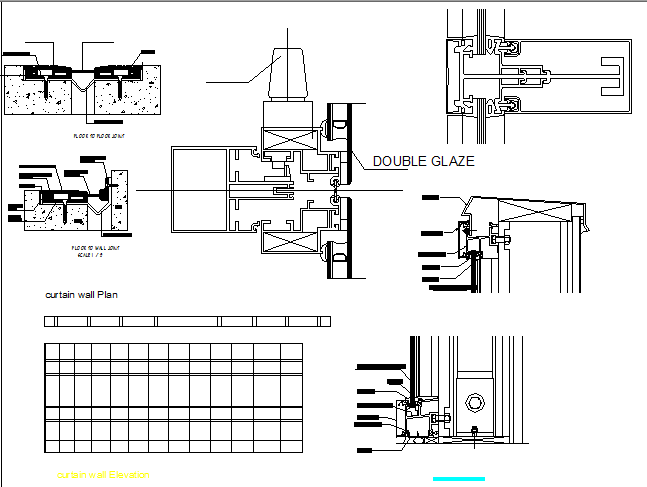 Wall construction details of corporate building dwg file