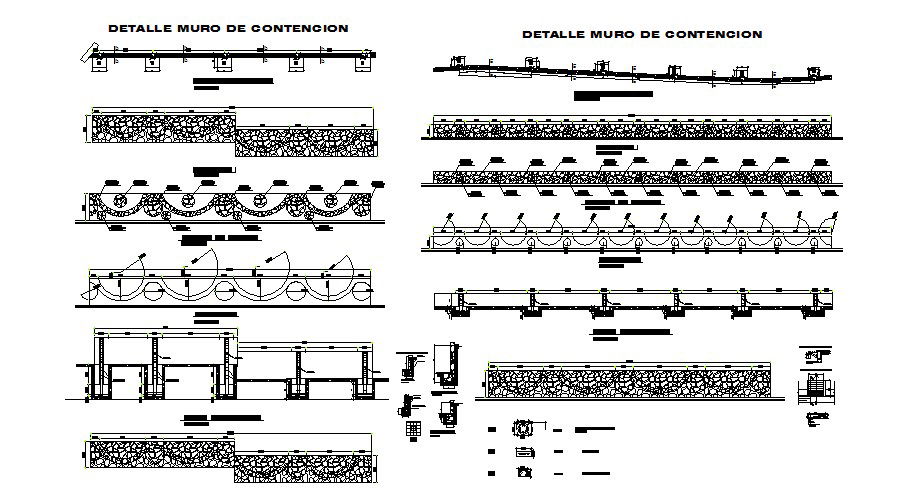 Wall containment and construction details of building dwg file
