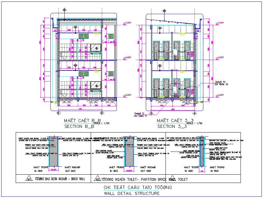 Wall detail with structure view with elevation of office area dwg file