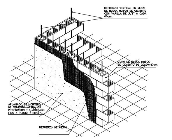 Detailed Wall of Blocks Design with Dimensions for AutoCAD Users
