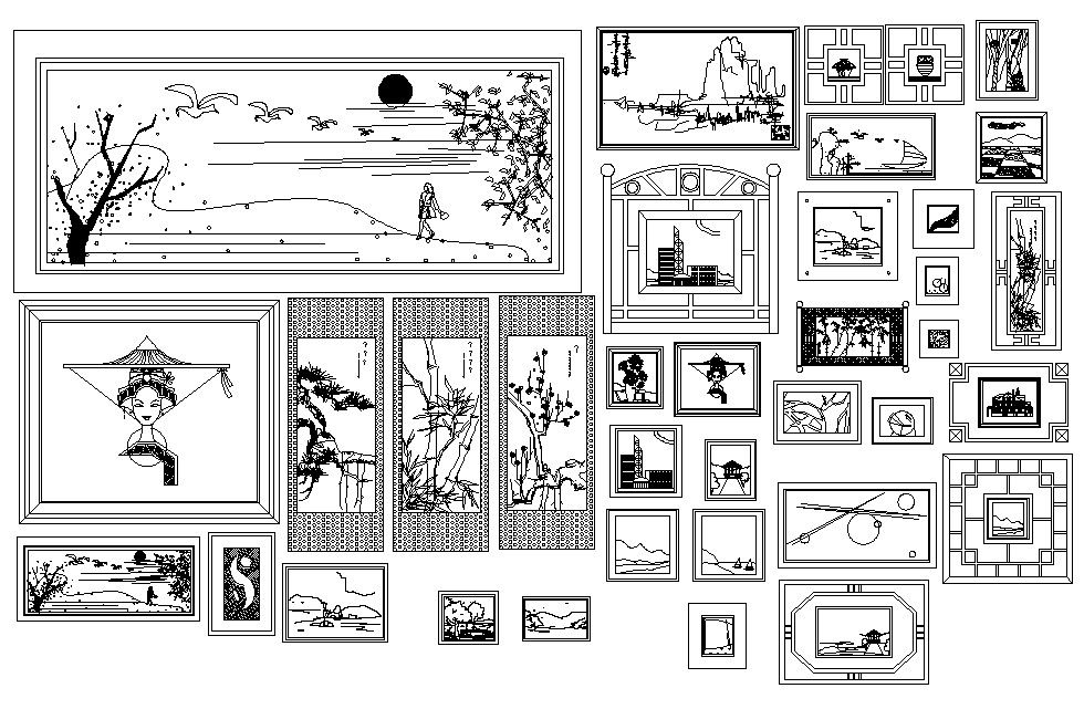 Wall painting CAD blocks Download