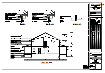 Wall section design drawing of bungalow design drawing
