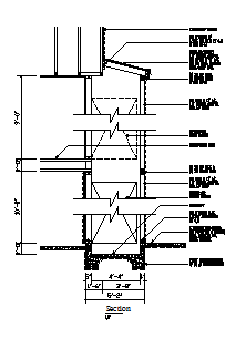 Wall section design drawing of bungalow design drawing