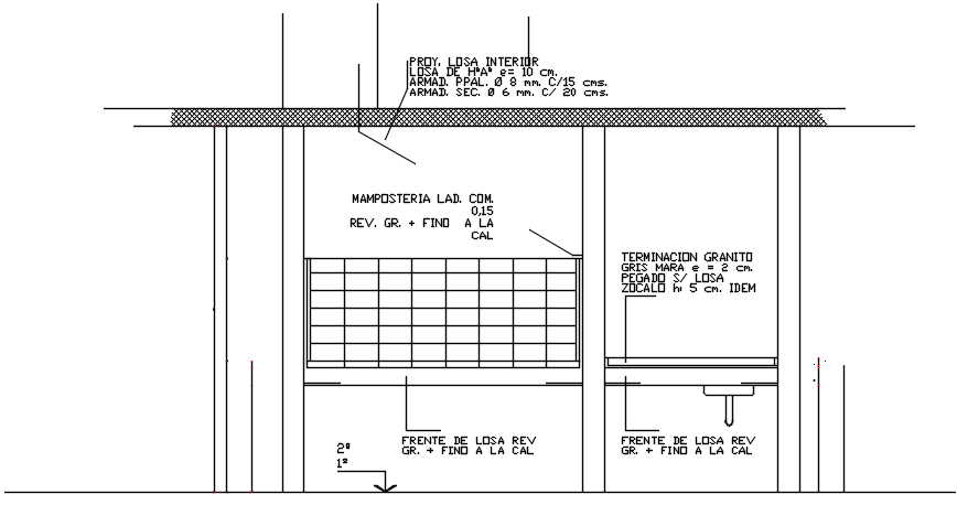 Wall section view detail dwg file