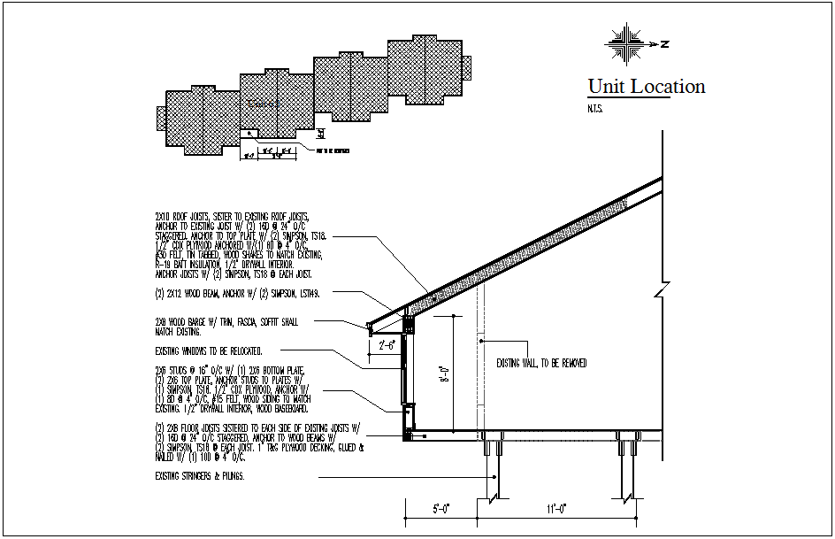 Wall section view detail dwg file