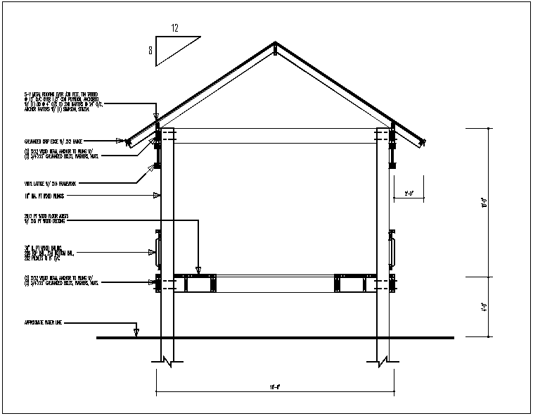 Wall section view detail of house dwg file