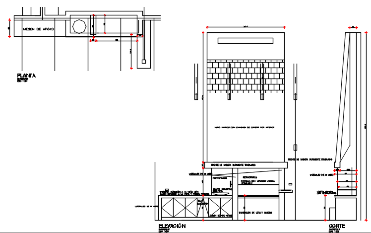 Wall section view of garden area detail dwg file