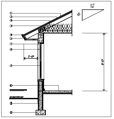 Wall section view of house detail dwg file