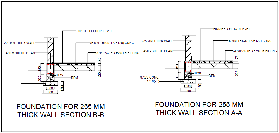 Wall section view of house detail dwg file