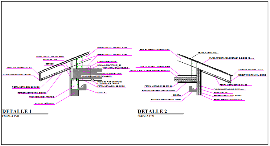 Wall section view of house detail dwg file