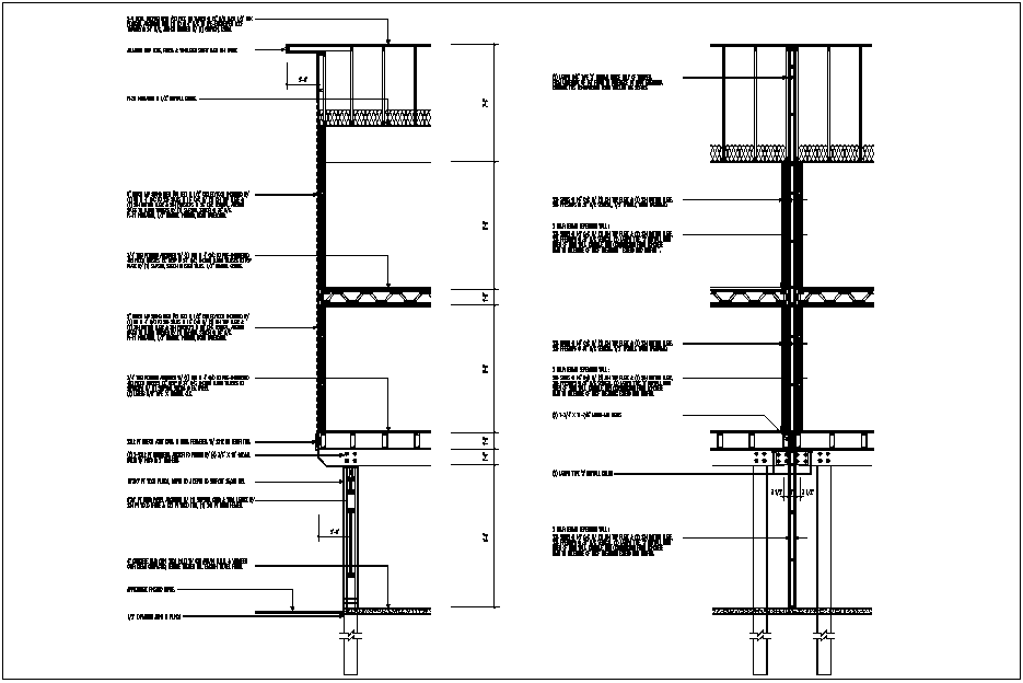 Wall section view of house detail dwg file