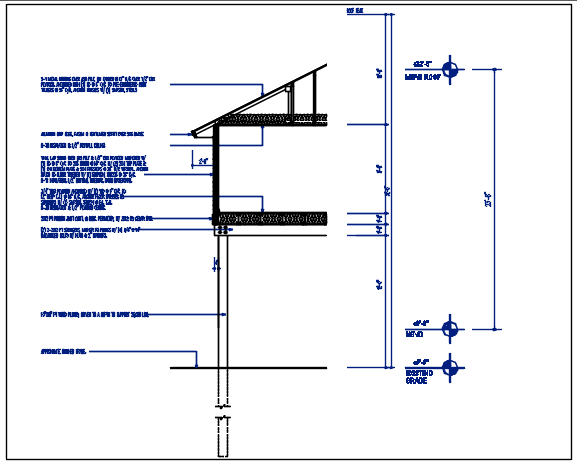 Wall section view of house detail dwg file