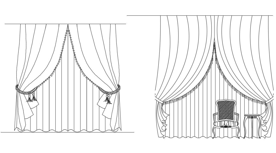 Wall Curtains Elevation Free CAD Blocks DWG File